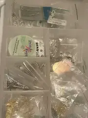 Big Lot Jewelry Findings Ear Wires Jump Rings Bails & More With Case