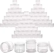 100 Pieces Clear Plastic Sample Containers 20G Empty Jars Cosmetic Containers wi