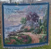 Thomas Kincaid Tapestry Throw Blanket Woven Afghan The Lord Is My Light Cottage