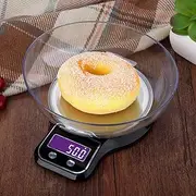 Kitchen Scale Food Scale Electronic Platform Scale Digital Scale with Stainl Steel Platform Scale with Weighing Bowl Black 5Kg 1G