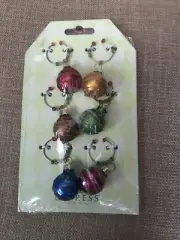 6 Piece Glass Ornaments Wine Glass Markers Set New NIP