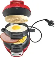 Electric Breakfast Sandwich Maker Machine with Egg Cooker Ring, Waffle Cake
