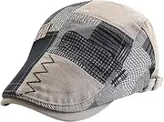 [BUDUBIBI] Newsboy Cap for Men and Women, Cotton Buckle Adjustable Beret Hat Ivy Gastby Cabbie Driving Hunting Flat Cap, Grey, One Size