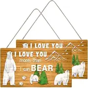 VANZACK 2 Sets I Love You More Than Rustic Nursery Decor Wall Sign Family Love Quote Wood Sign Plaque for