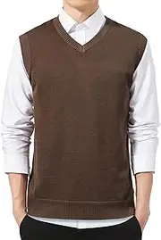 [JEShifangjiusu] Men'S Sweater Bottoming Vest V Neck Slim Fit Casual Sleeveless Cardigan Twisted Knitted Pullover Sweater