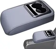 Car Armrest Cushion, Leather Armrest Heightening Pad, Multifunctional Arm Rest Cushion with Cup Organizer and Phone Holder for Vehicle Truck Auto
