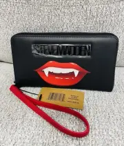Steve Madden Halloween Vampire Lips/Fangs Zip-Around Wallet Wristlet BN