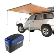 Adventure Kings 15L Centre Console Fridge Freezer + Side Awning 2.5x2.5m UPF50+