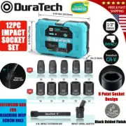 DURATECH 10PC 3/8" Drive/12PC 1/2" Drive/22PC 3/8" 1/2" Impact Socket Set Metric