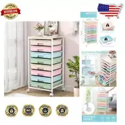 Multi-Functional 8-Drawer Utility Rolling Cart with Lockable Wheels & Tabletop