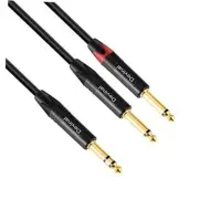 1/4 to Dual 1/4 Y-Splitter Cable, 6.35mm TRS to Dual 6.35mm TS Insert Cable