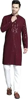 [Maple Clothing] Sequined Men's Kurta Pajama Set Rayon Chikankari Indian Wedding Outfit Bollywood