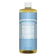 Dr Bronners Pure Castile Soap Liquid (Hemp 18-in-1) Baby Unscented 946ml.