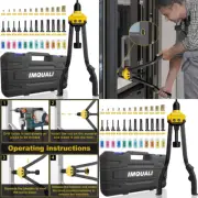Kit De Pistola Remachadora Colocador Tuercas Rivnut Rosca Metrica Mandriles SAE