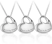 3 Pack Cremation Jewelry for Ashes Heart Urn Necklaces for Ashes, Urn Locket for Ashes Memorial Urn Jewelry Waterproof Keepsake Pendant with Funnel Kit & Bag