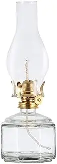 Kerosene Lamp, Rustic Kerosene Lamp Windproof Glass Lamp Cover Indoor Oil Lamp Retro Nostalgic Oil Lantern for Home Emergency Lighting Candlestick Lantern Home Decor 13.0-inch