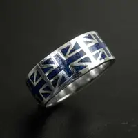 在飛比找有閑購物優惠-純銀琺瑯英國國旗鑲嵌戒指 #15 #13