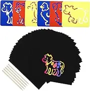ORFOFE 1 Set Scratch Paper Art Scratch Off Cards Stylus Pens Templates DIY Rainbow Painting Craft Supplies for Creative Projects and Educational Activities