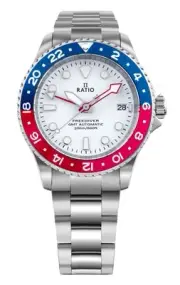 Ratio FreeDiver GMT White Dial Automatic Diver's 200M Men's Watch RTF061