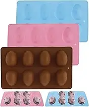 WADY 3Pcs Silicone Egg Mould,Egg Shape Silicone Molds, 8-Cavity Food-Grade Baking Mold, Silicone Egg Molds, Chocolate Egg Molds Silicone for DIY Cake Decoration, Chocolate, Pastry, Muffin, Bread