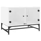 Coffee Table with Glass Doors Sofa Lounge Lamp Side Storage White 68.5x50x50cm