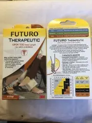 2xFuturo Therapeutic Open Toe Knee Length Compression Stocking Pair LARGE Beige
