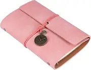 STOBOK for Diary Journals Pu Travel Notepads Vintage Pink, Planner Horizontal Version Leather Notebook School Business Cover Scrapbook Stationery Writing Strap with A