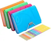 ENYIIZE Expanding File Folder A6 Size 13 Pockets Portable Plastic Document Organiser Expandable Accordian Organizer Wallet Case with Colored Labels for Receipts, Bills, Checks etc - 4 Pack / 17.5x11cm