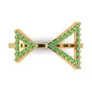 0.28Ct Round Cut Green Gemstone Solid Gold Statement Engagement Promise Ring
