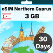 eSIM Northern Cyprus - 3 GB - 30 Days - Travel eSIM | QR code activation
