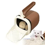 jopiuieo Litter Box Scooper with Holder, Large Capacity Cat Scoop Holder, Portable Kitten Scooper Shovel with Bracket and Waste Can for Indoor Home Use
