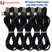 90 Degree Braided Type USB-C Fast Charger Cable LED Cord For Samsung Android Lot