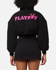 [PLAYBOY] Playboy Bunny O Cropped Puffer Jacket Black - Size 6 6 Black