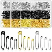 HAIKING Safety Pins Set, 540 PCS Stainless Steel Small and Large Pins with Storage Box for Art Craft Sewing, Jewelry Making, Home, Office Use (3 Colors)