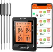 Bluetooth Meat Thermometer, 500 FT Wireless Digital Food Thermometer with 4-Probes, Rechargeable for Precise Cooking