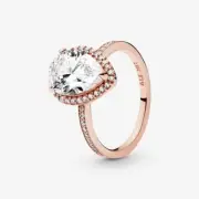 Pandora Rose Gold Plated Radiant Teardrop Ring #186251CZ-58 - Ring Size 8.5