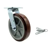 8 Inch SS Polyurethane Swivel Caster with Delrin Bearing and Swivel Lock SCC