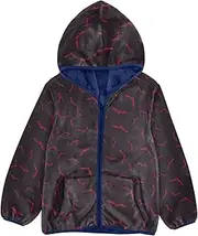 [GuoChe] Big Girls Jackets With Sherpa Lining Happy Halloween Red Bats Black Toddler Boy Outerwear Navy Blue Fleece Zip Up