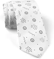 [IKIKI-TECH] Skinny Slim Fashion Necktie for men Novelty Conversational Neckwear Ties (Smiley Face Pattern), Multicolor Pattern, Regular Adult