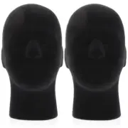 2 Pcs Foam Wig Heads Black Mannequin Display Stand Wigs Hats