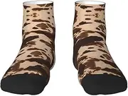[JBYJBX] Brown Cowhide Art Print Adult Socks Womens Mens Workout Thermal Cozy All-Season Gift Holiday Articles Use