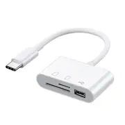 3-in-1 Type-C Hub Type-C to USB2.0 + SD +TF Adapter for SD TF Micro SD, White