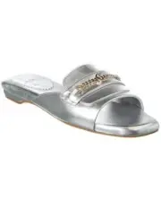 Christian Louboutin MISS MJ MULE Metallic Leather Flat Slide Sandals Shoes $1095