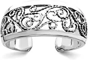 [JewelryWeb] 925 Sterling Silver Solid Artisan Oxidized Antiqued Floral toe ring-toe ring for Women