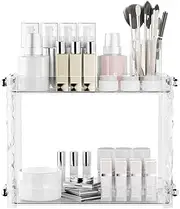 EHORIA Vanity Wall Mounted & Countertop Makeup Organizer,Cosmetic & Skincare Holder,Countertop Organizer,Transparent Rectangular PET Plastic Tray