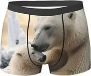 [QMNEHJ] Polar Bear Love Men's Boxer Briefs Breathable Stretch Underwear Moisture-Wicking Trunks for Men