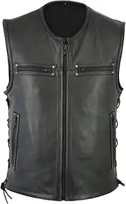 [Generic] Pull And Bear Jackets for Men Fleet Punk Leather Vest Coat Vest Long Leather Coat for Men