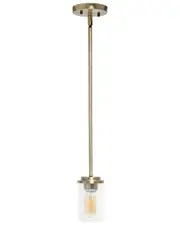Lalia Home 1-Light 5.75in Minimalist Industrial Farmhouse Adjustable Hanging Clear Cylinder Glass Pendant Fixture