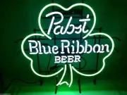 Pabst Blue Ribbon Clover Beer 17"x14" Neon Light Sign Lamp Club Glass Wall Decor