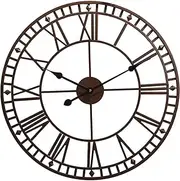 Vintage Wall Clock, Outdoor Garden Waterproof Decoration Clock with Open Face Roman Numerals, Indoor Iron Wall Decoration for Living Room Terrace Courtyard
